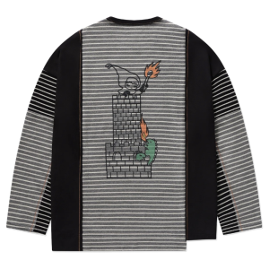 Hirono Whisper Within Inner Fortress Striped Patchwork Knit Long-Sleeve T-Shirt