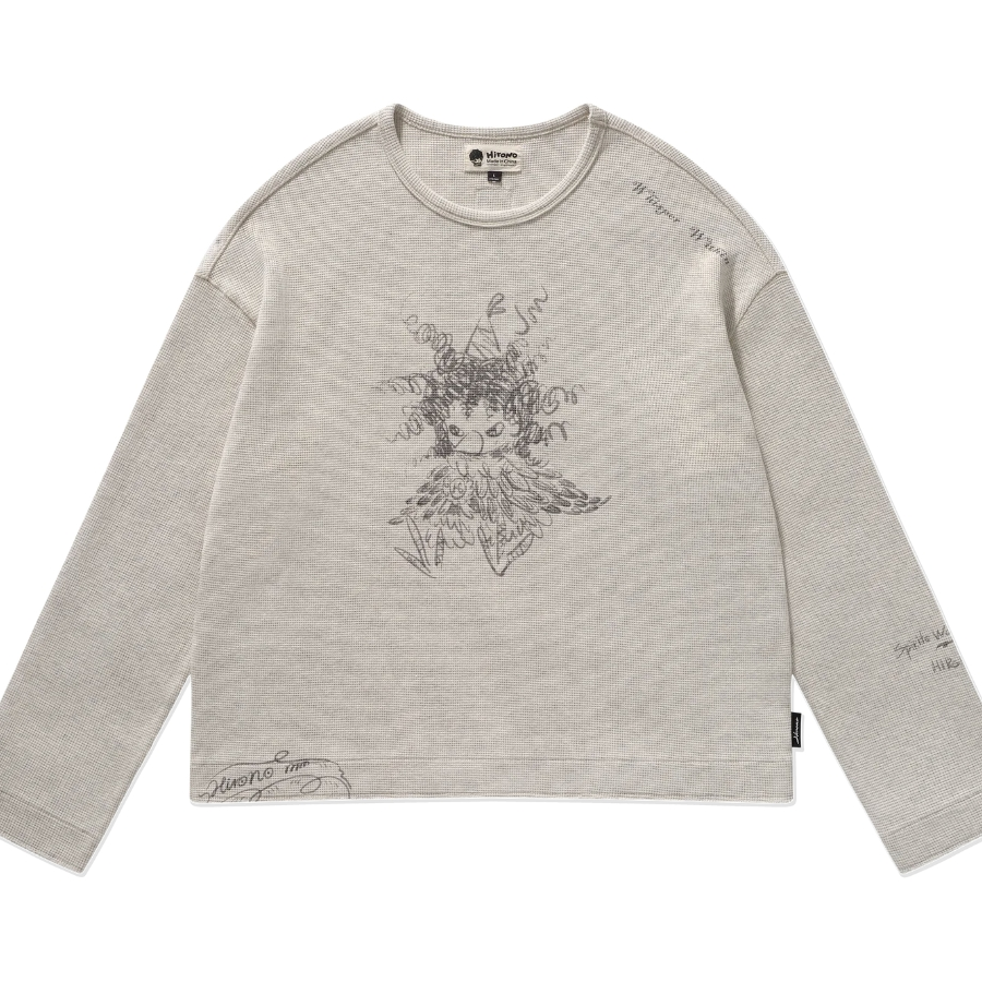 Hirono Whisper Within Crow Waffle-knit Distressed Long-Sleeve T-Shirt