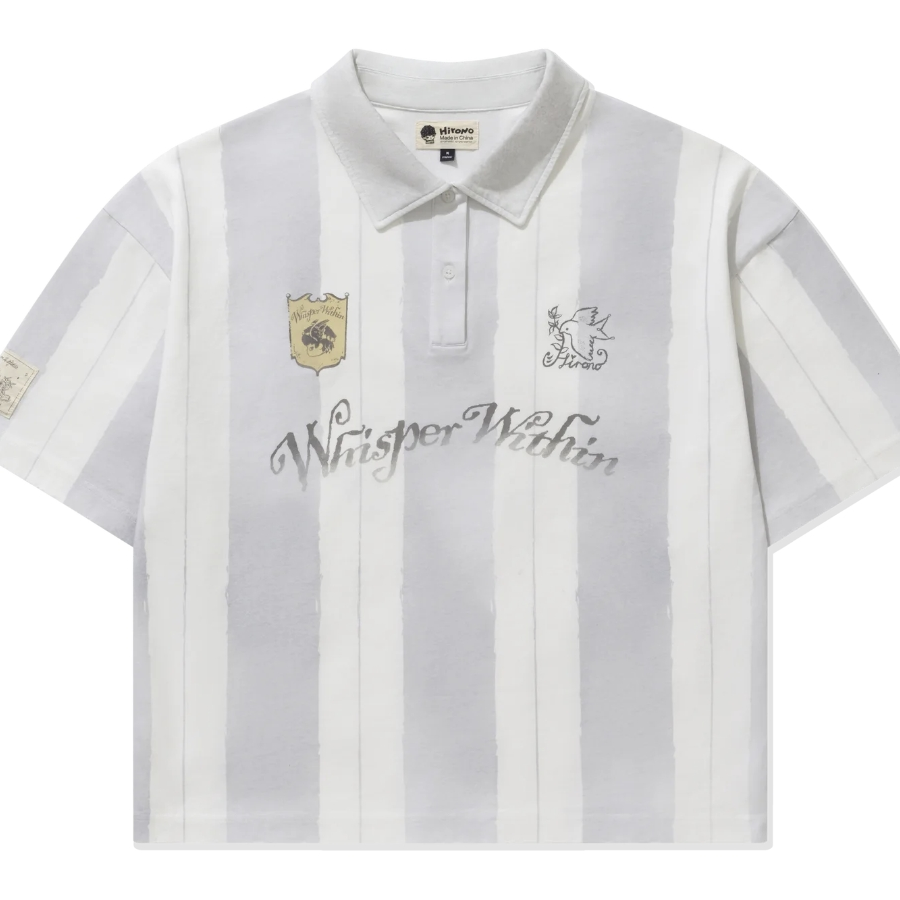 Hirono Final Whistle Grey Striped Polo Shirt