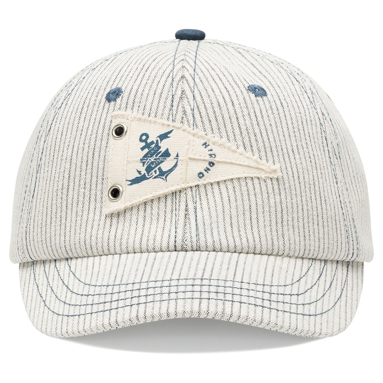 Hirono Living Wild Freedom Island Nautical Flag Striped Cap White