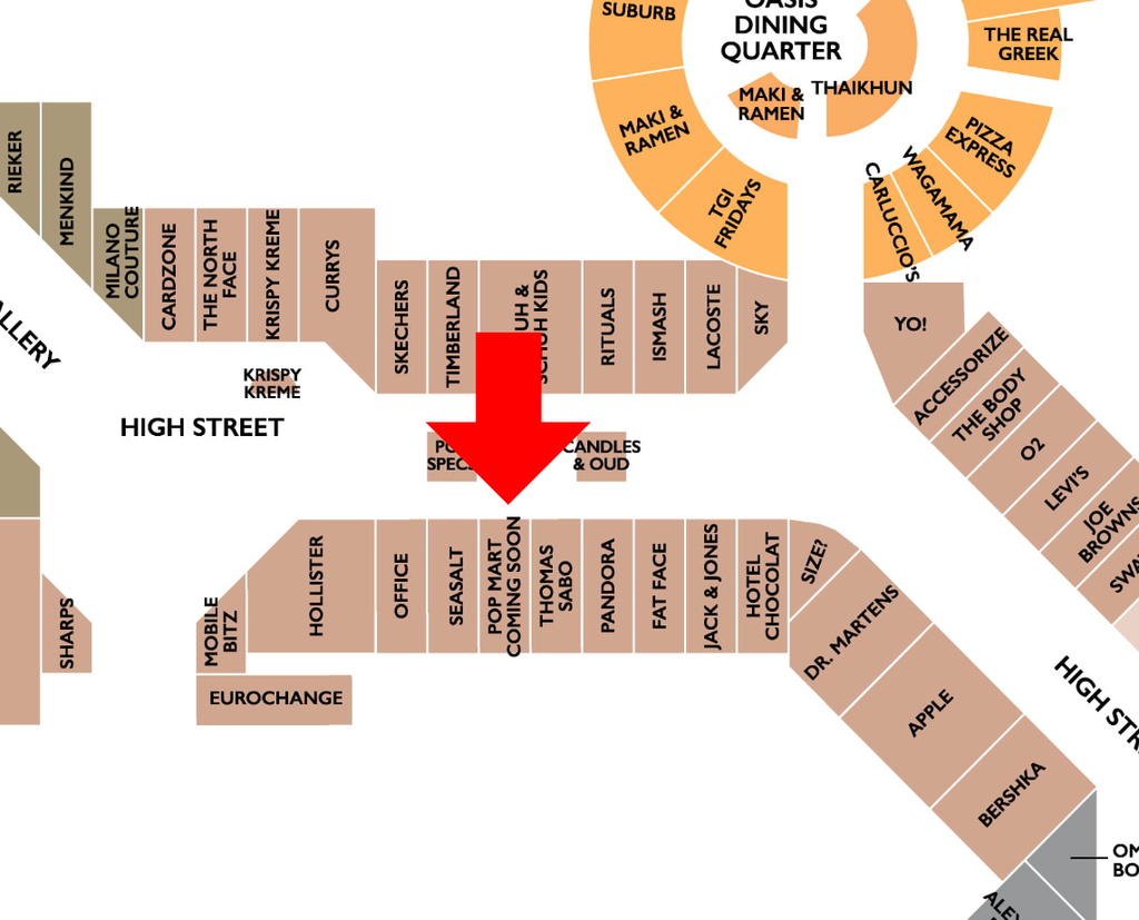 Pop Mart Sheffield Meadowhall Location Map