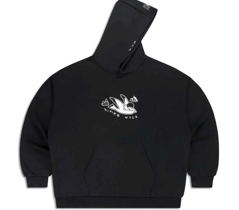 Hirono Living Wild Flying Bird Hoodie Black