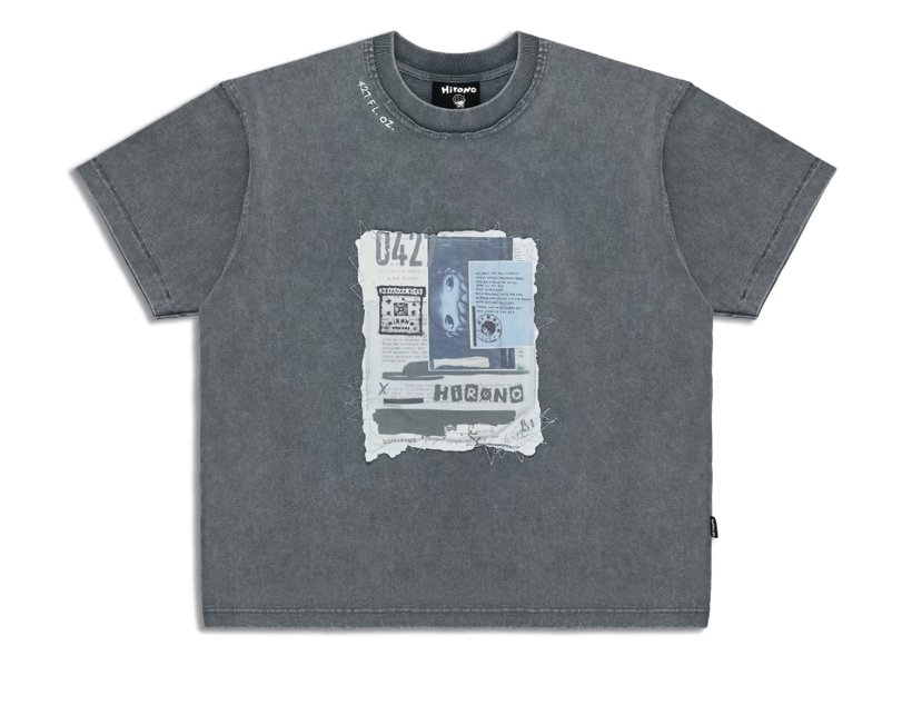 Hirono Living Wild Scrapbook T-shirt Cement Grey