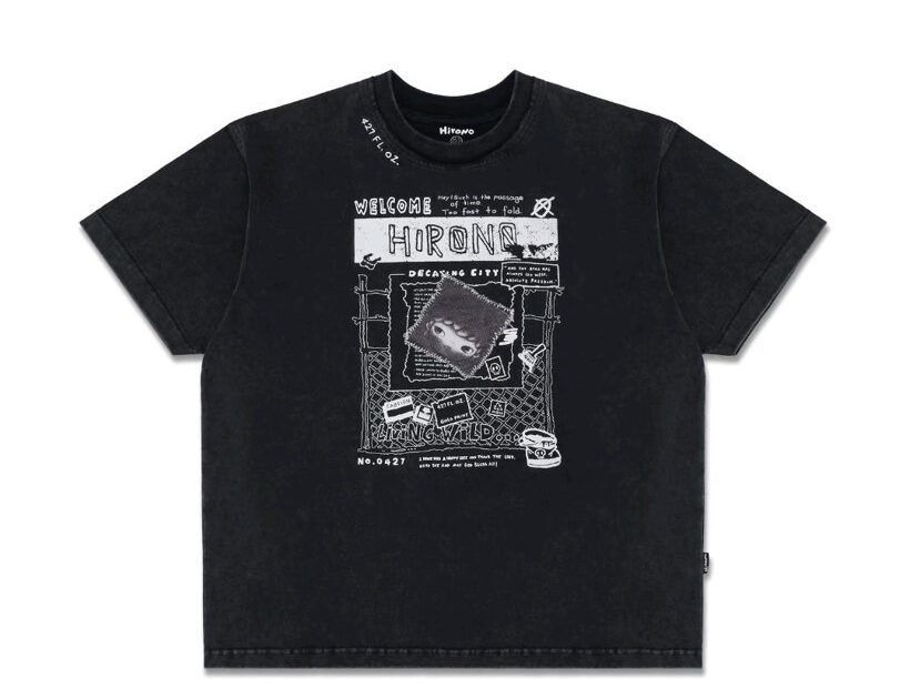 Hirono Living Wild-Scrapbook T-shirt Dark Grey
