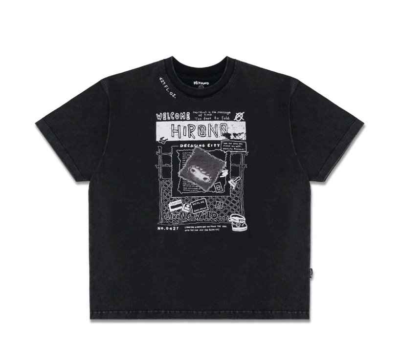Hirono Living Wild Scrapbook T-shirt Dark Grey