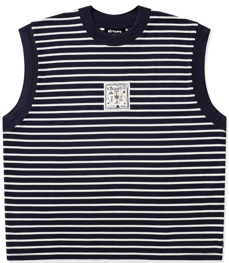 Hirono Living Wild-Voyager Sleeveless Striped Tee Blue M