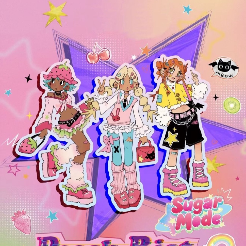 LEAKED Peach Riot Sugar Mode Series Figures picture with three Peach Riot girls
