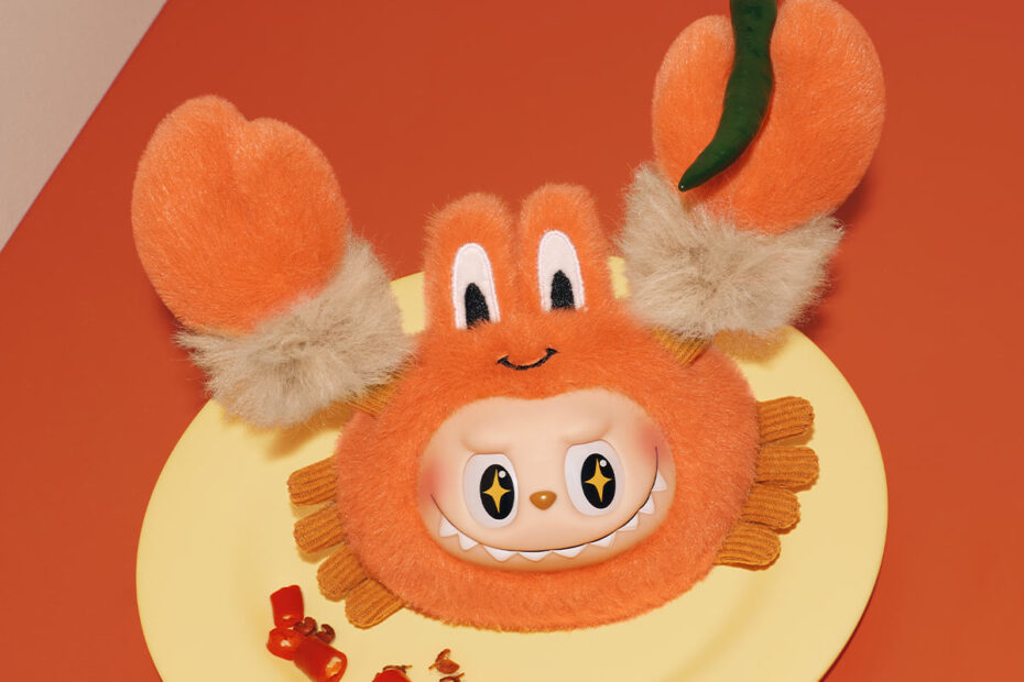 LABUBU as an orange crab plush pendant on a plate. Image: POP MART