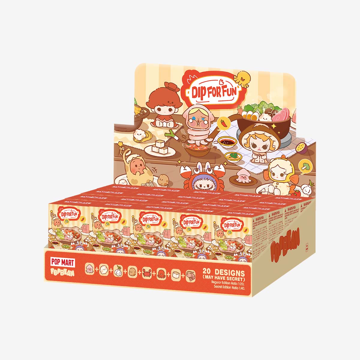 POP BEAN Dip For Fun Series display box, 20 designs. Image: POP MART