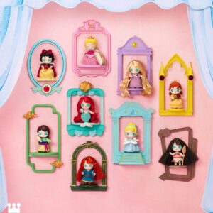 BABY MOLLY Disney Princess MINI action figures in picture frames on a pink wall