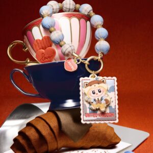 THE MONSTERS UK-exclusive pendant, check fabric bead strap with a LABUBU United Kingdom stamp charm